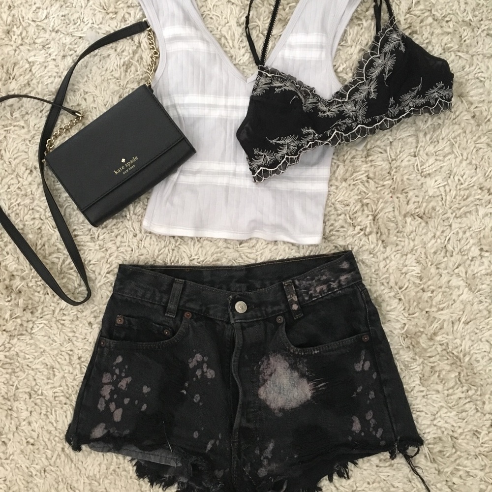 Distressed Bleached High-Rise Levi's Denim Shorts